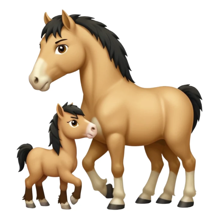Angry fjord horse at a clydesdale foal sticker