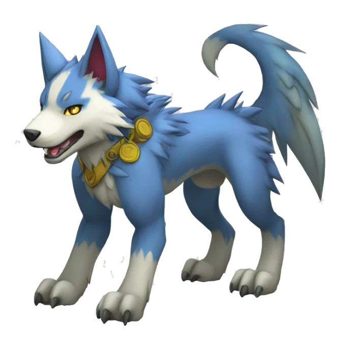 cute cool Digimon-Fakemon-garumon-wolf full body sticker