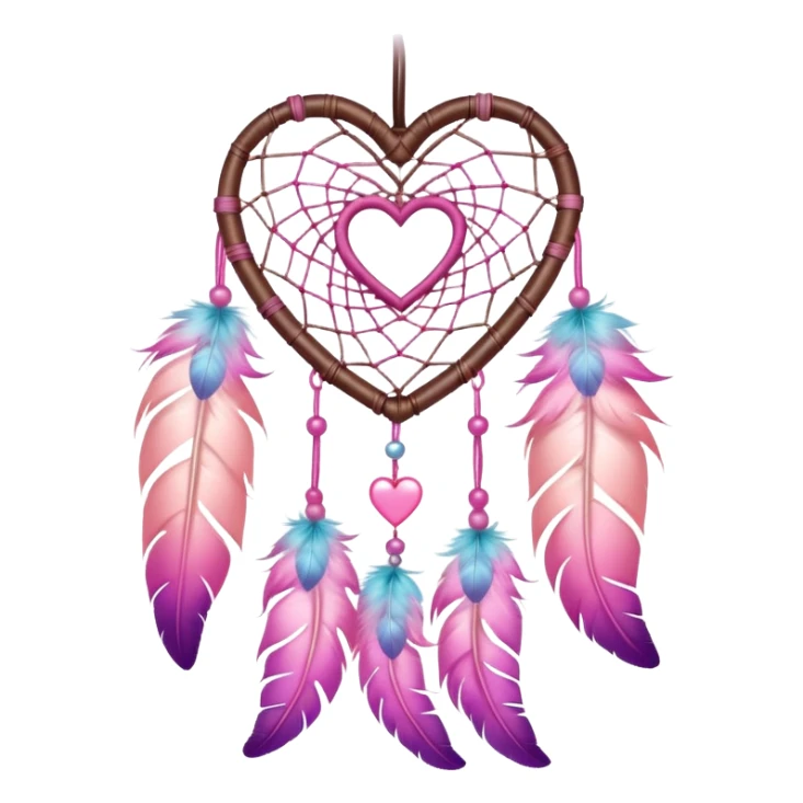 Pink ombre heart shaped dream catcher  sticker