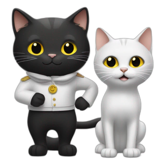 Un chat blanc et un chat noir se tenant la patte sticker