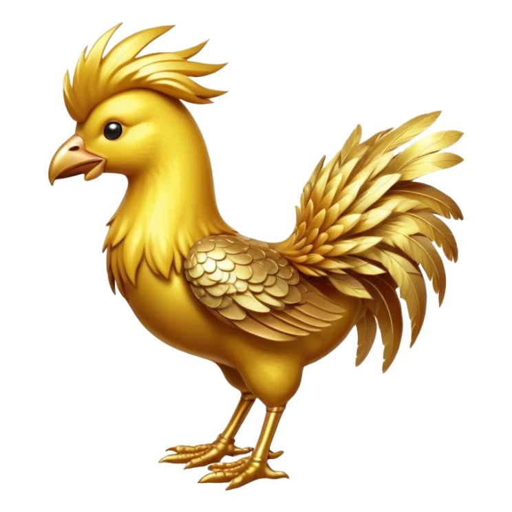 Golden chocobo from Final Fantasy, majestic bird with shimmering gold feathers sticker
