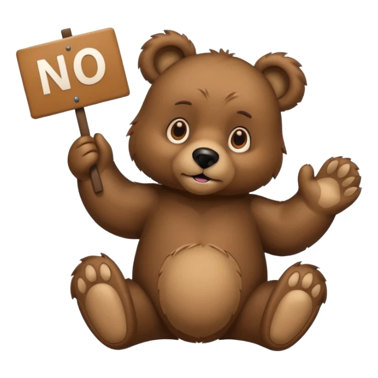 bear with sign in hand that says “no ai😢” sticker