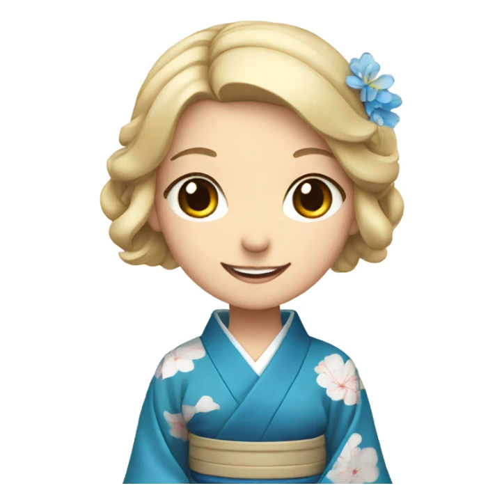 smiling girl in japanese attire with blue eyes sticker