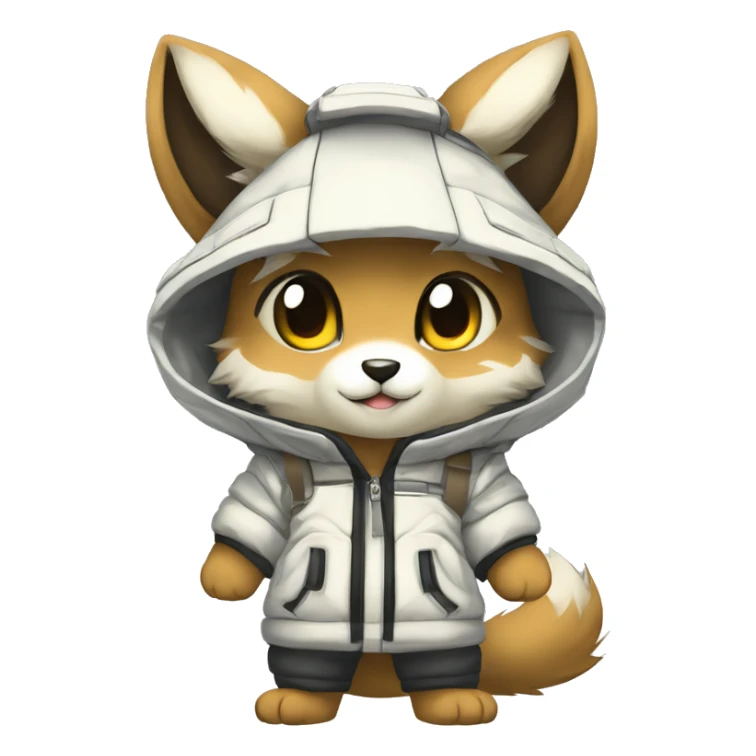 Kemono-style, Chibi, Anthro-Fur-Sona-Fakémon, techwear, Full Body sticker