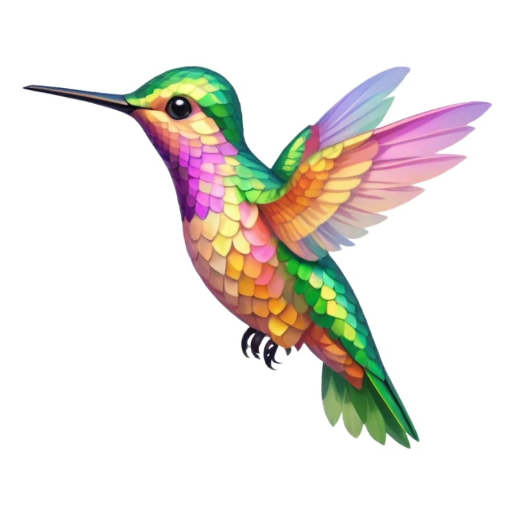 mostly peach pink plus yellow-green humming bird sticker