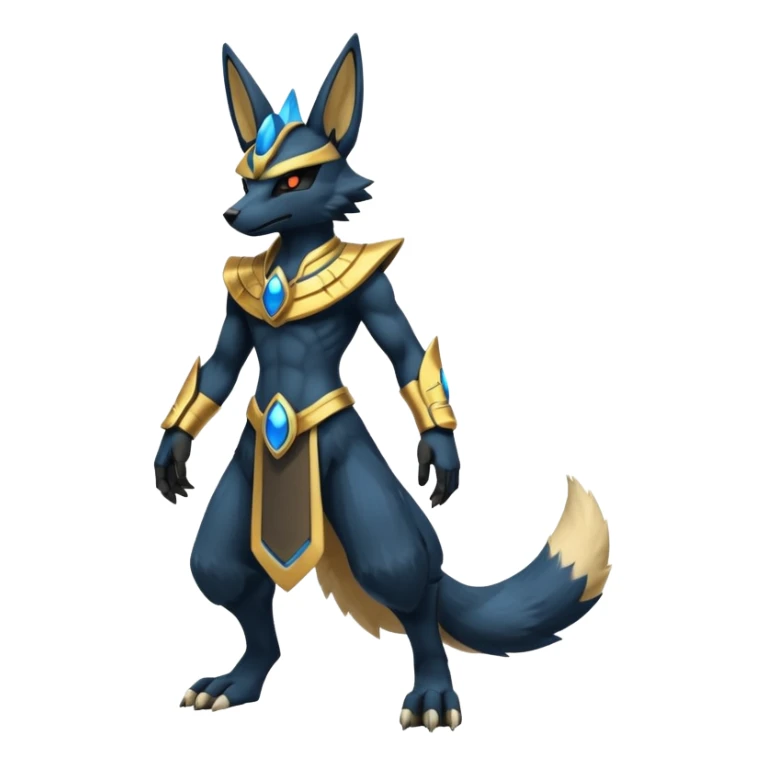 Black Dark Furry Fluffy Modern Futuristic Lucario-Anubis-fusion full body sticker