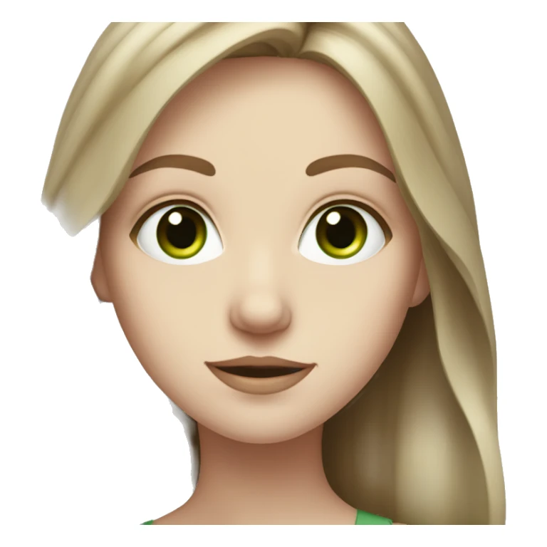 Pale white girl wit long brown hair and green eyes sticker