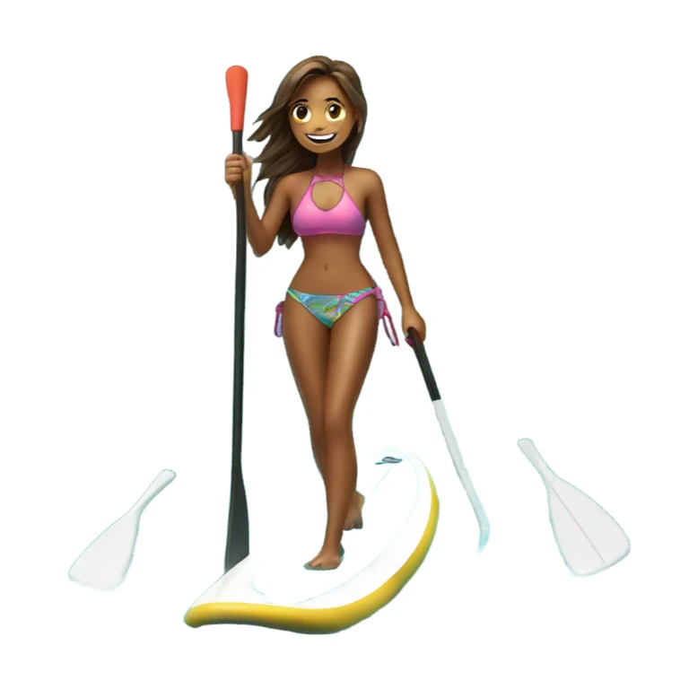 Girl paddle boarding in bora bora sticker