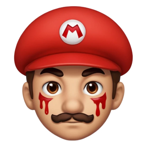 mario a lot of blood on his left eye sticker