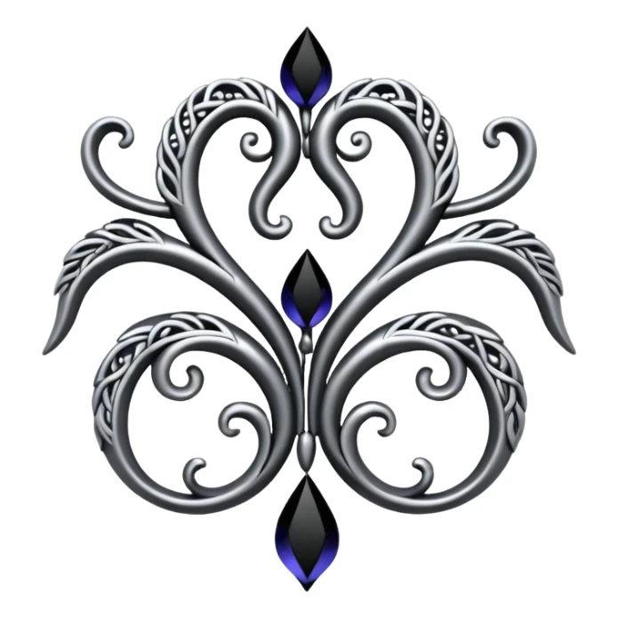 Black and silver filigree vine design, 3D, extremely detailed design sticker