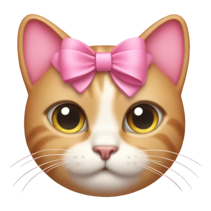 Pink cat with a bow in hair sticker