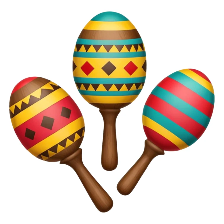 Colorful maracas with tribal patterns and small bead sounds.


 sticker