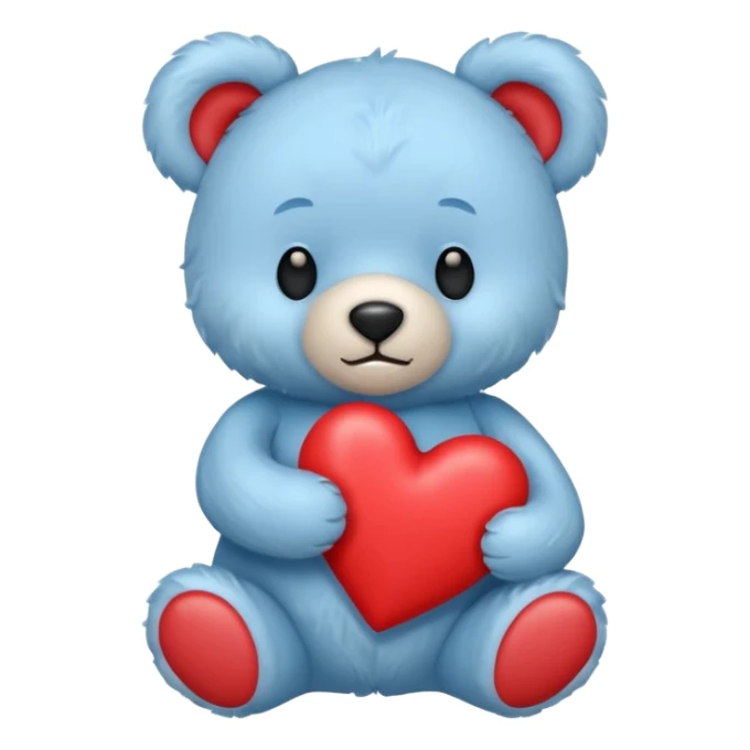 blue pastel teddy bear hold red heart sticker