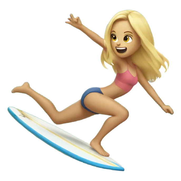 Blonde girl falling off of surfboard  sticker