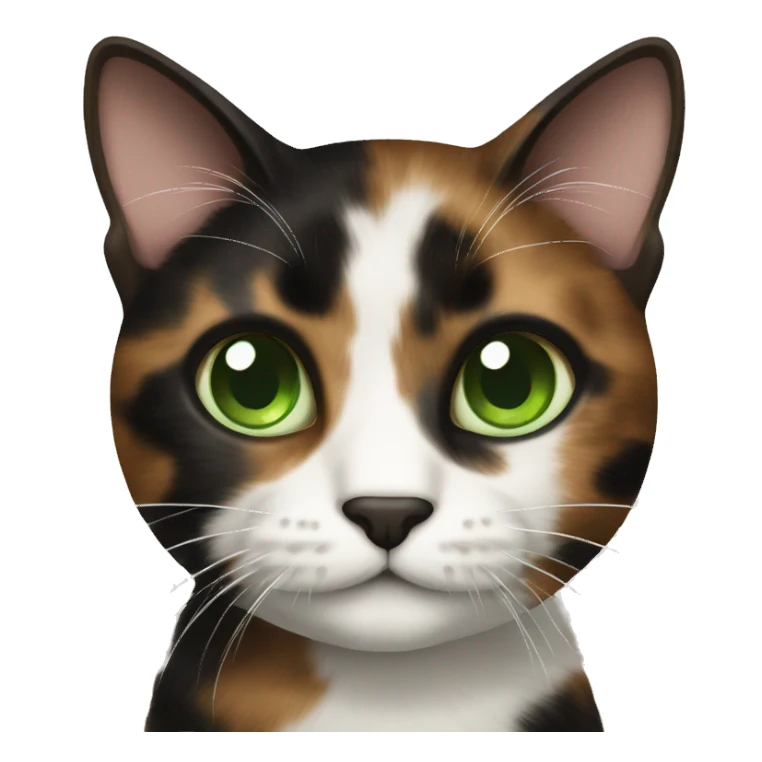 Brown white and black tortoiseshell cat with green eyes  sticker