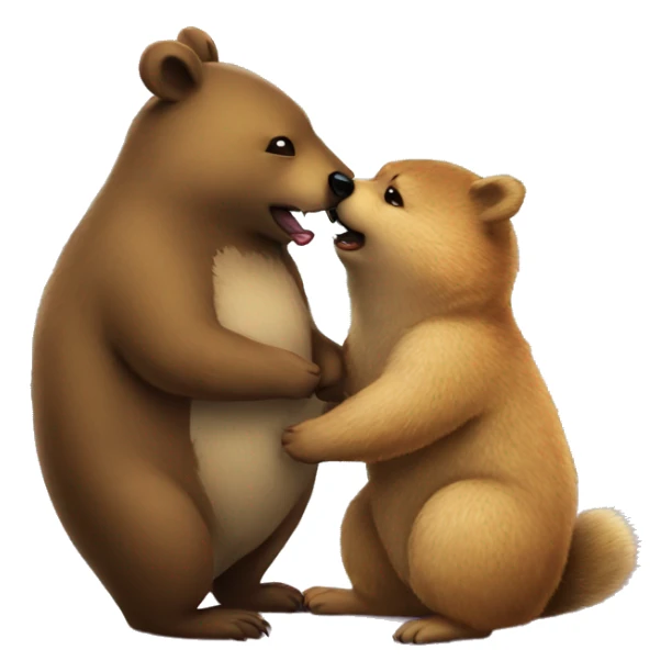 Quokka making a kiss with a bear sticker