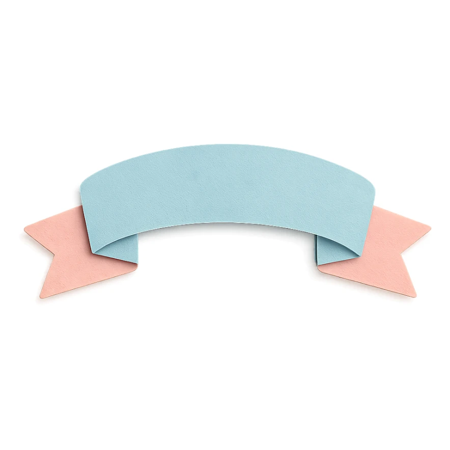 soft pastel cute ribbon banner sticker with soft texture, with a pastel blue background sticker