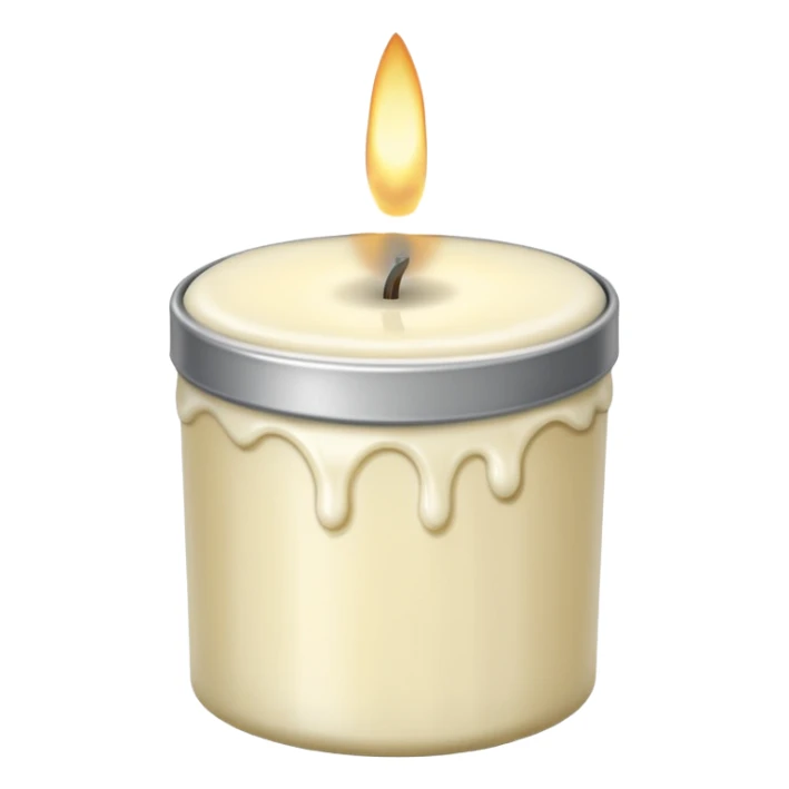 Vanilla candle – cream-colored wax in a silver tin sticker