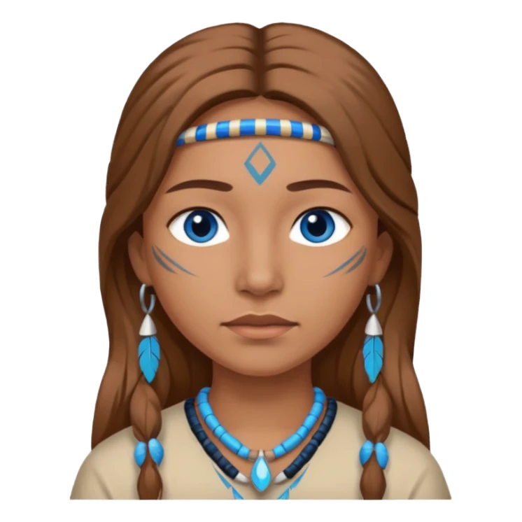 can you make a native American emoji with light brown hair and blue  eyes sticker