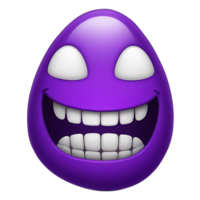 Purple bean with large toothy smile evil grin sticker