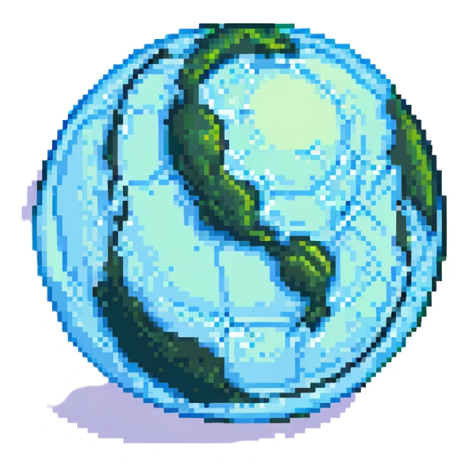 high resolution pixel art planet inspired by Uranus, photorealistic details, pale blue and green colors, space background sticker