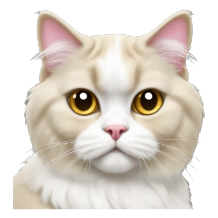 Tan and white Persian cat with tan colored ears and pink nose and white face and golden eyes  sticker