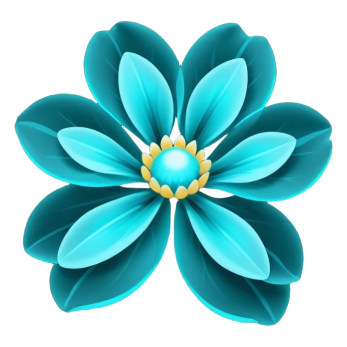 Pastel black and cyan bioluminescent transparent bio-luminescent flower sticker