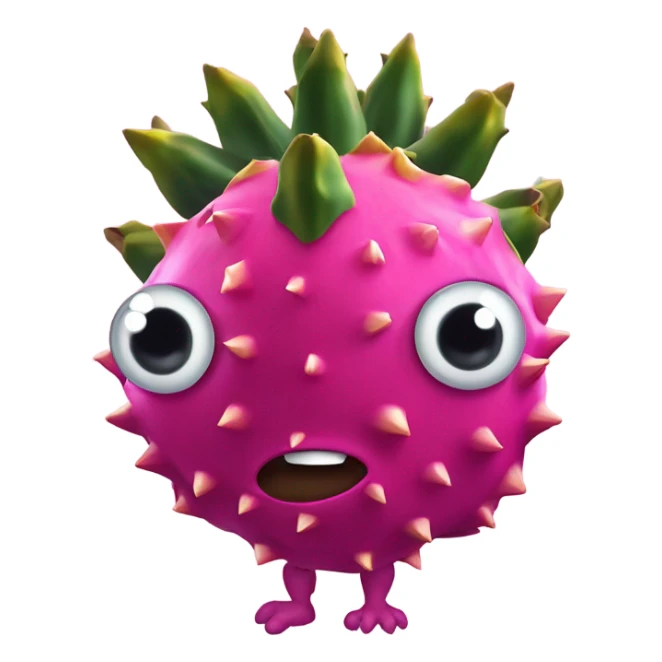 3D elegant Pitahaya with large shiny eyes 👀 Pitahaya hand holds the mirror with its reflection 🪞 sticker