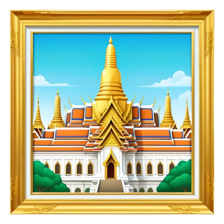 Grand Palace Bangkok Landmark Emoji – Featuring golden spires, Thai architecture, and the Emerald Buddha Temple. sticker