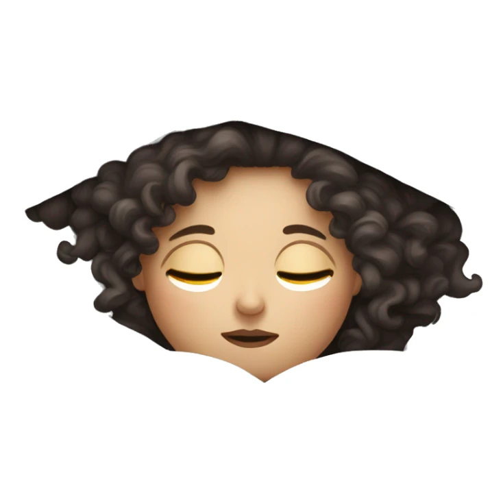 white girl with dark curly long hair sleeping under covers sticker