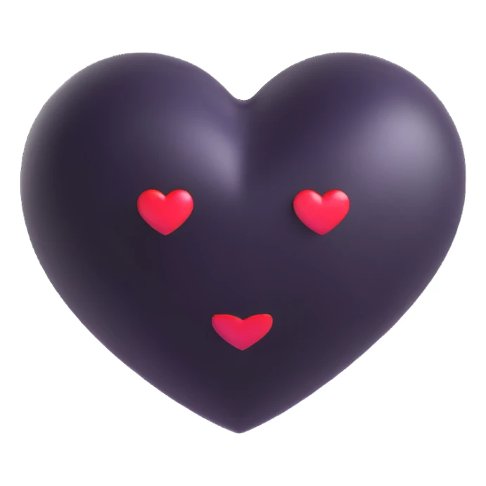 shiny and bold black heart 3D emoji style sticker