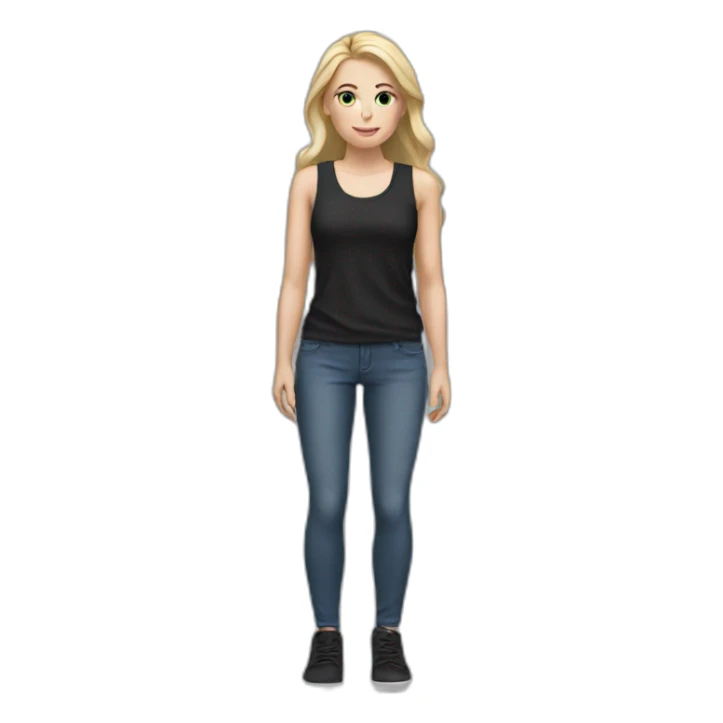 white girl standing, black shoes sticker