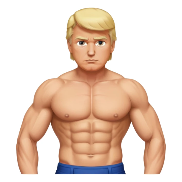 Donald Trump with six pack abs, muscular figure, blonde hair sticker