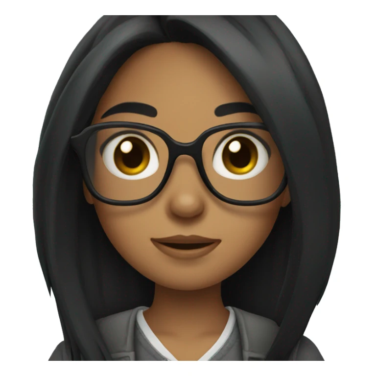 girl with glasses and black longhair sticker