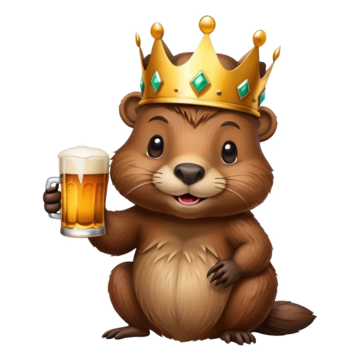 beaver with a crown on head holding a glass of beer sticker