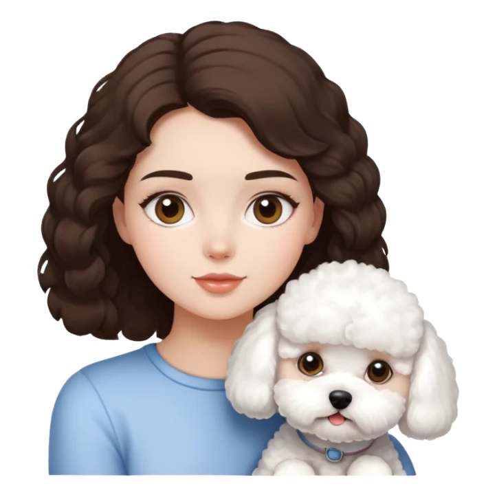 Brunette girl with bichon frise sticker