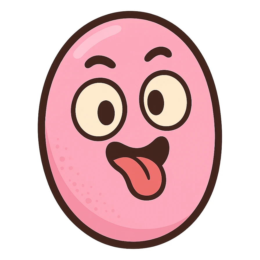 single pink pastille candy, soft rounded shape, subtle shading, minimal details, icon style sticker