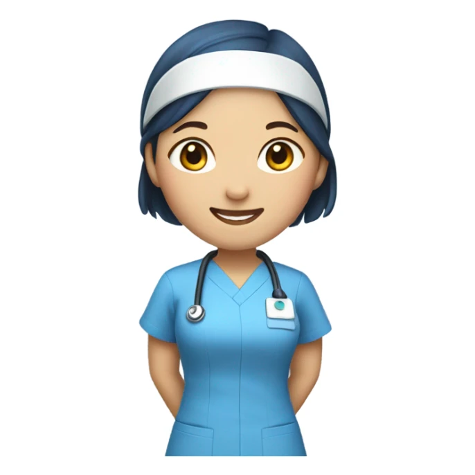 cute Asian nurse with smile, without hat, blue clothes, with arms sticker