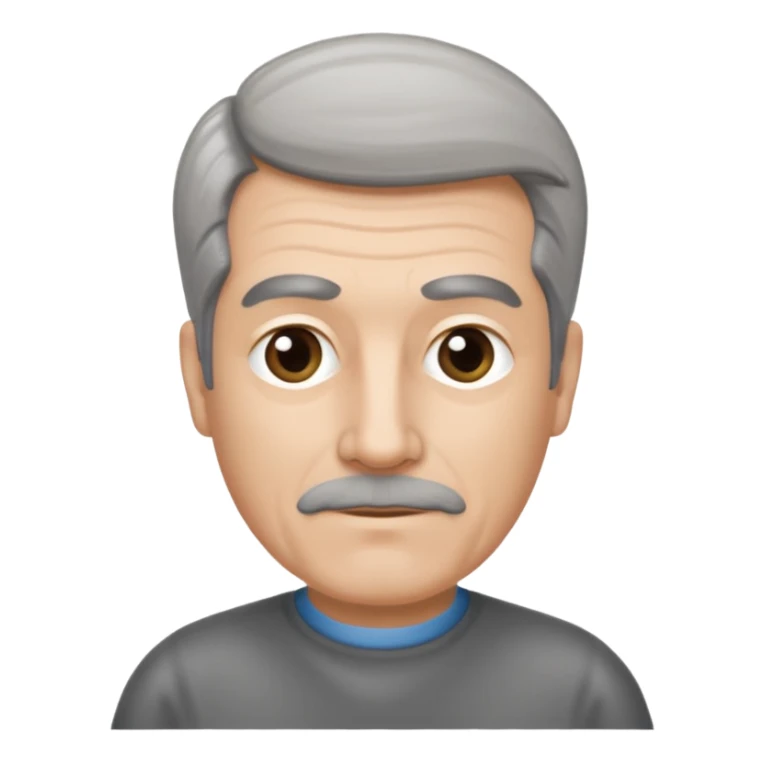 Salt and pepper haired man in 50s with a combover sticker