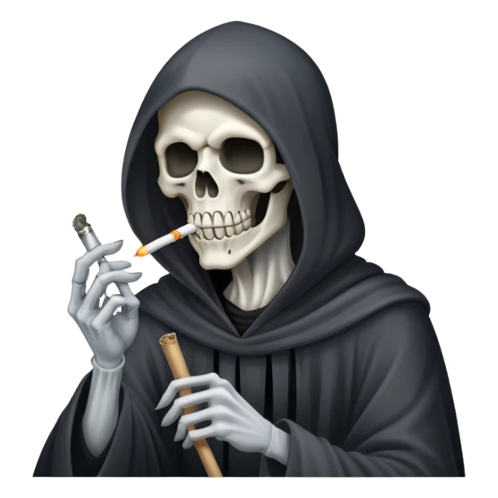 grim reaper smoking weed with loads of smoke sticker