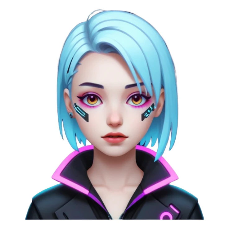 girl neon cyberpunk sticker
