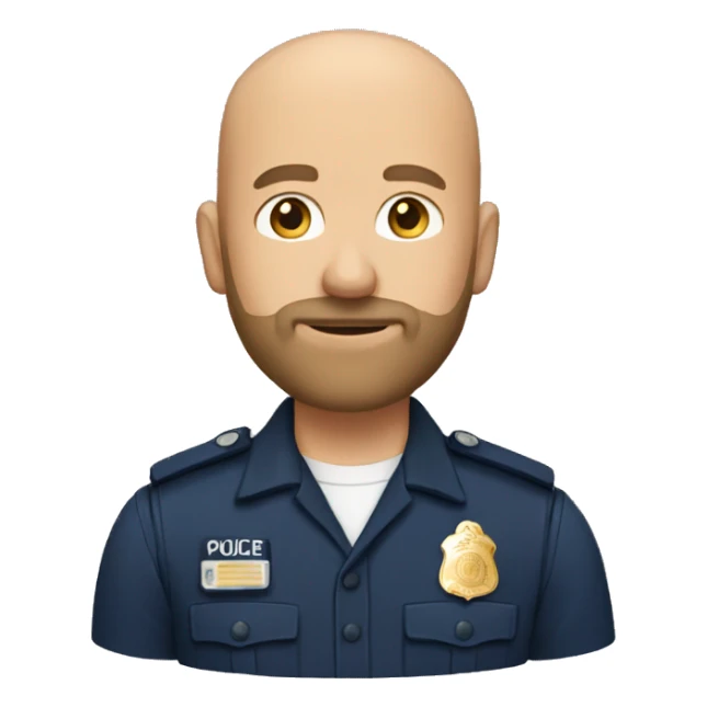 Bald Caucasian man with light brown beard in police uniform  sticker