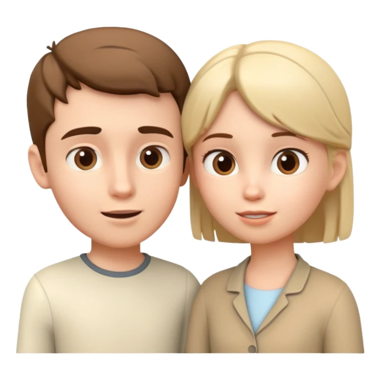 generate realistic detailed boy and girl talks 3d style  sticker