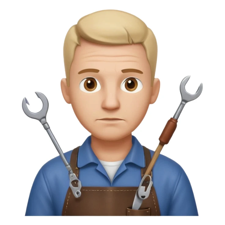 professional locksmith portrait, head and shoulders only, serious focused expression, leather apron collar, small lockpick tools visible, 3D cartoon, mobile game icon style, clean background, no text, no watermark
 sticker