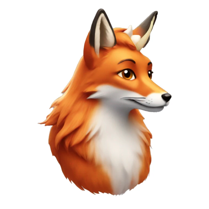 Red fox with unicorn horn and wings sticker