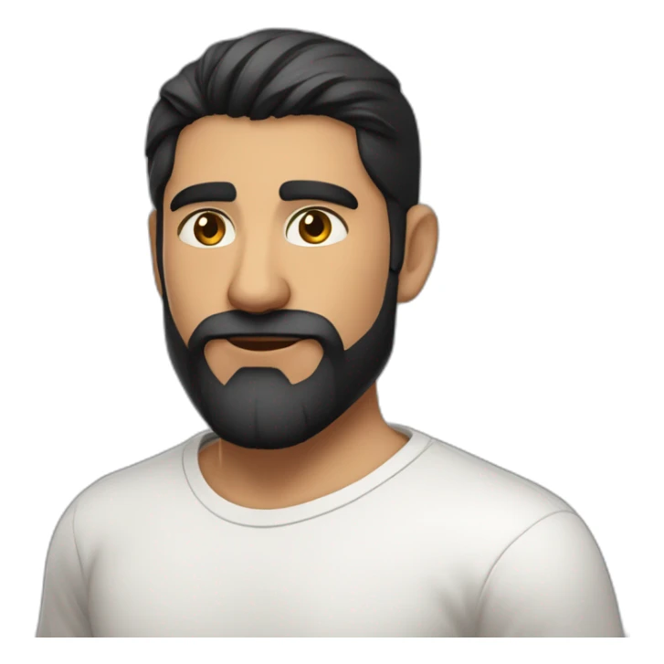 white skin indian in plain white shirt with sleeve up and nice short length black hair and light beard profile image sticker