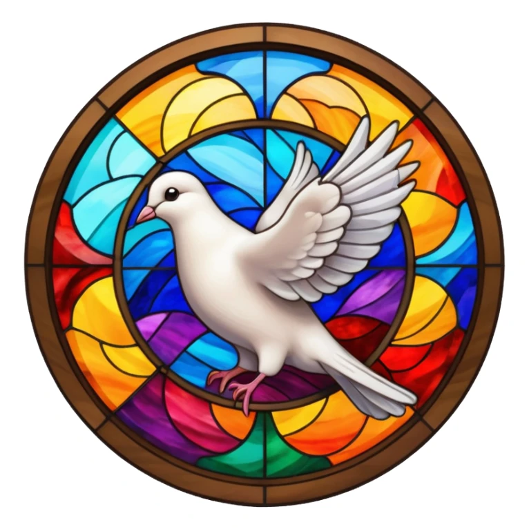 dove on colourful window of church sticker