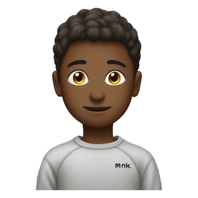 Boy in sweatshirt with an inscription “MKHNK” sticker