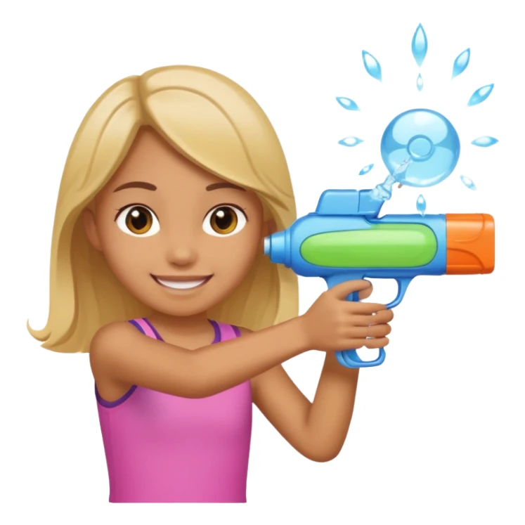Girl shooting kid with water gun  sticker