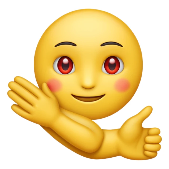 crate a yello emoji folding its arms with red eyes sticker